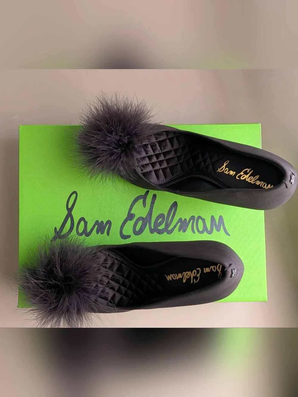 NWT Sam Edelman Hazel Feather Embellished Pumps Cocoa Satin Size 8 MSRP $165